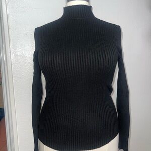 Black Ribbed Turtleneck Long Sleeve